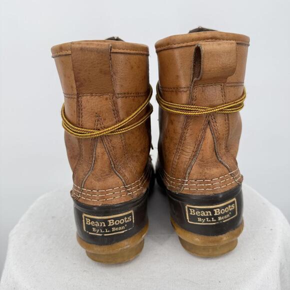 Women's L.L. Bean Vintage Leather Duck Boots Tan Brown Shoes 6 - Picture 4 of 8